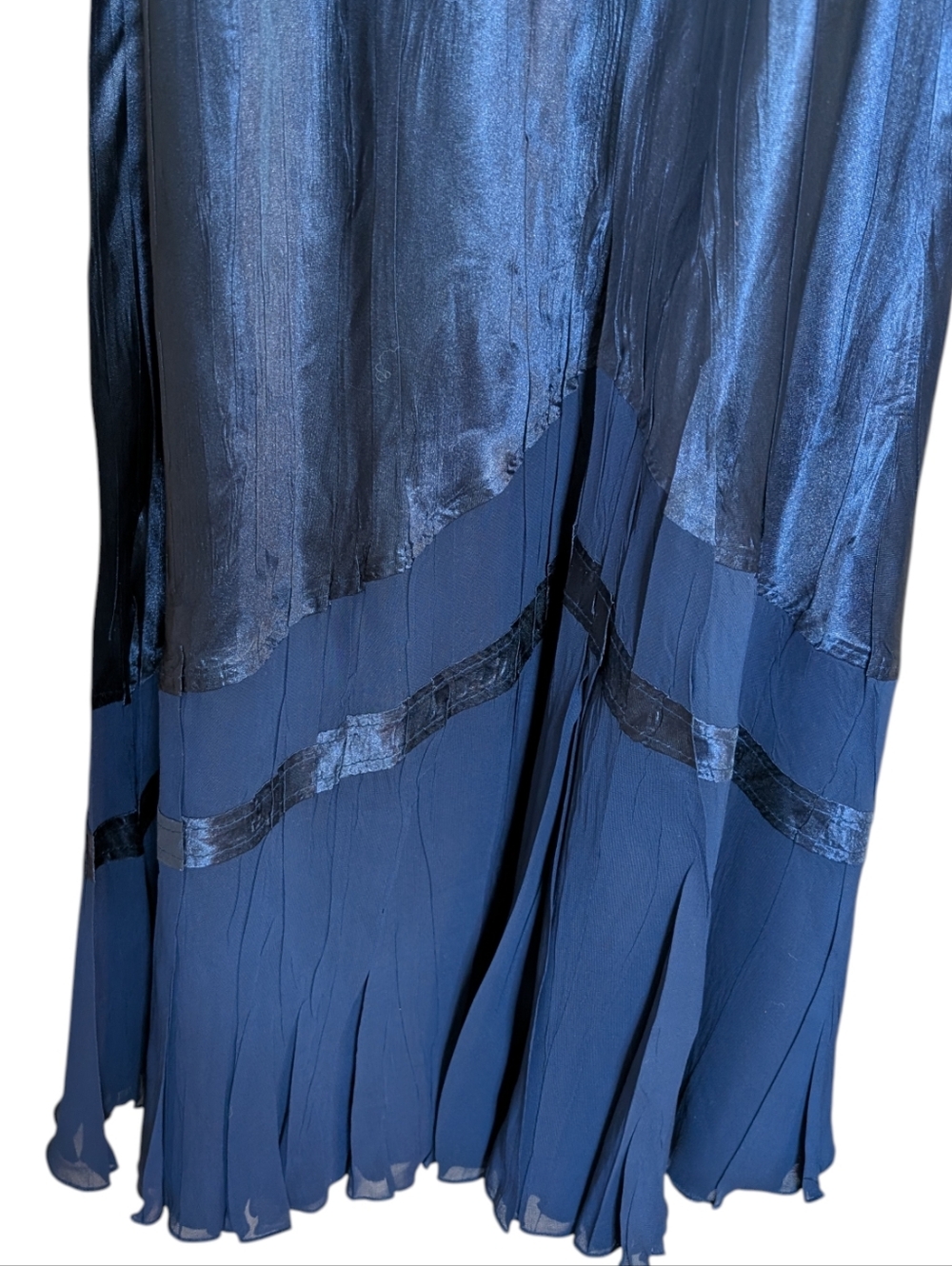 KOMAROV Sleeveless Charmeuse & Chiffon Cocktail Dress with Jacket In Navy .Sz XL - Picture 7 of 9